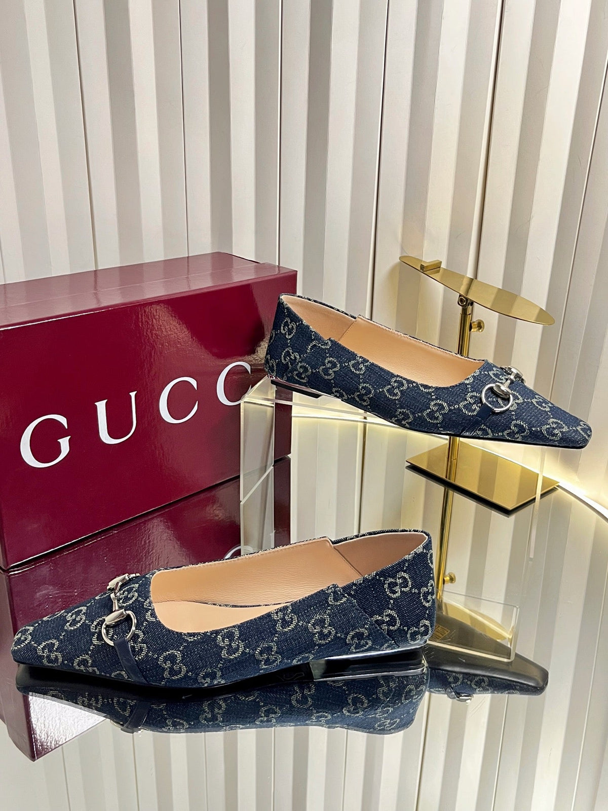 GG 26s Vittoria Ballerina Flats Dark Blue Canvas 768140