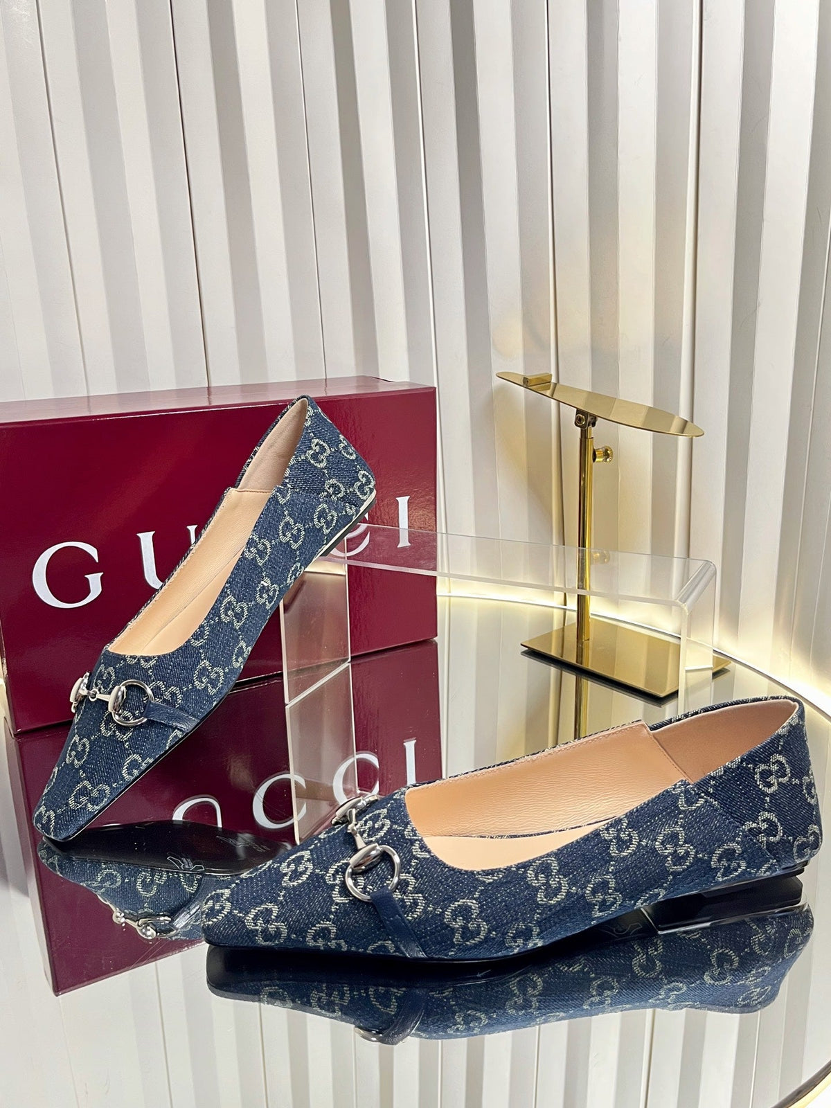 GG 26s Vittoria Ballerina Flats Dark Blue Canvas 768140