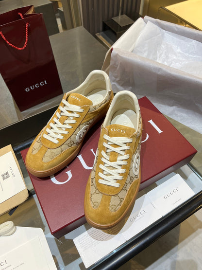 GG G75 Sneaker Camel Suede Canvas 818350