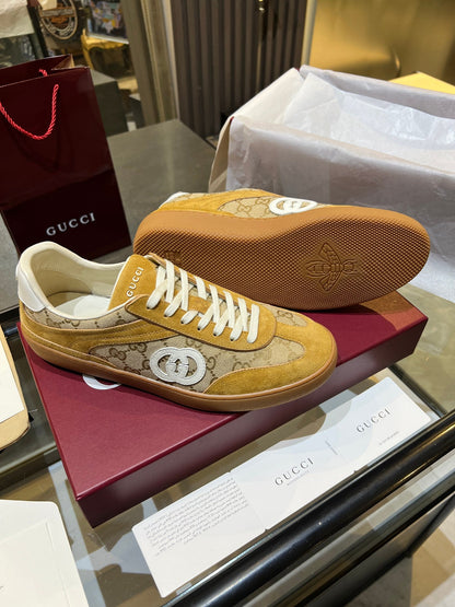 GG G75 Sneaker Camel Suede Canvas 818350