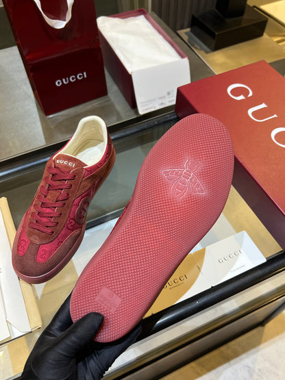 GG G75 Sneaker Red Suede Canvas 818345