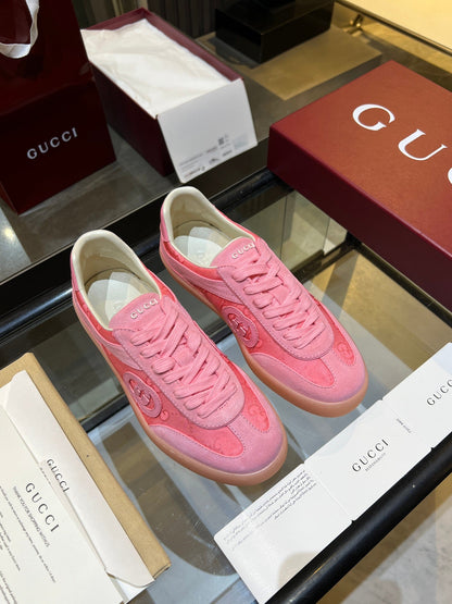 GG G75 Sneaker Light Pink Suede Canvas 818343