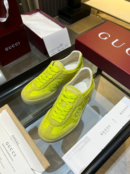 GG G75 Sneaker Neon Green Suede Canvas 818342