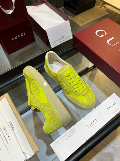 GG G75 Sneaker Neon Green Suede Canvas 818342