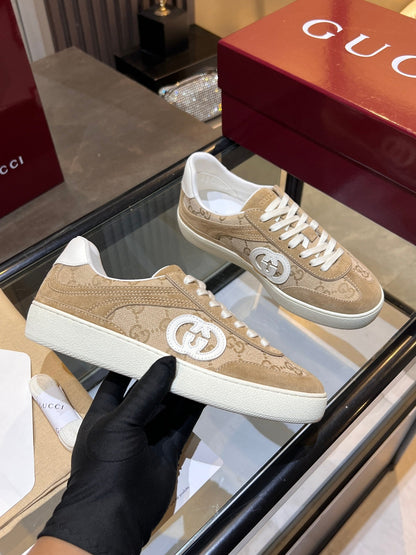 GG G75 Sneaker Beige Canvas Suede 818361