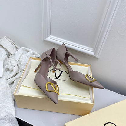 Valentino D'Orsay Slingback 6cm Taupe Cowhide 726948
