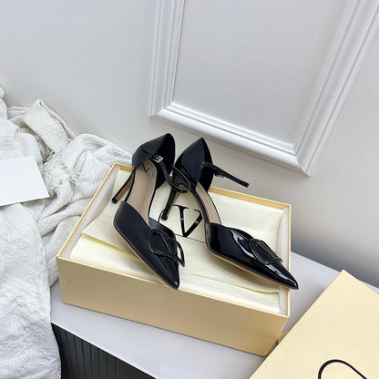 Valentino D'Orsay Slingback 6cm Black Patent Leather 726952