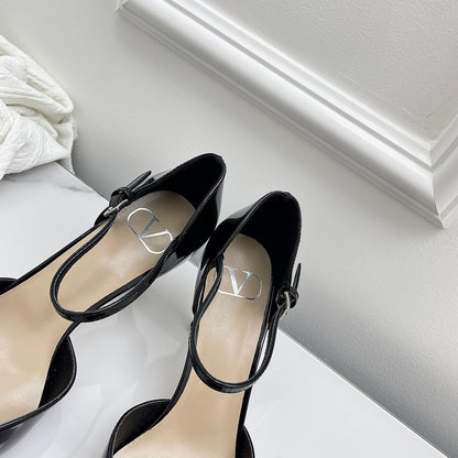 Valentino D'Orsay Slingback 6cm Black Patent Leather 726952