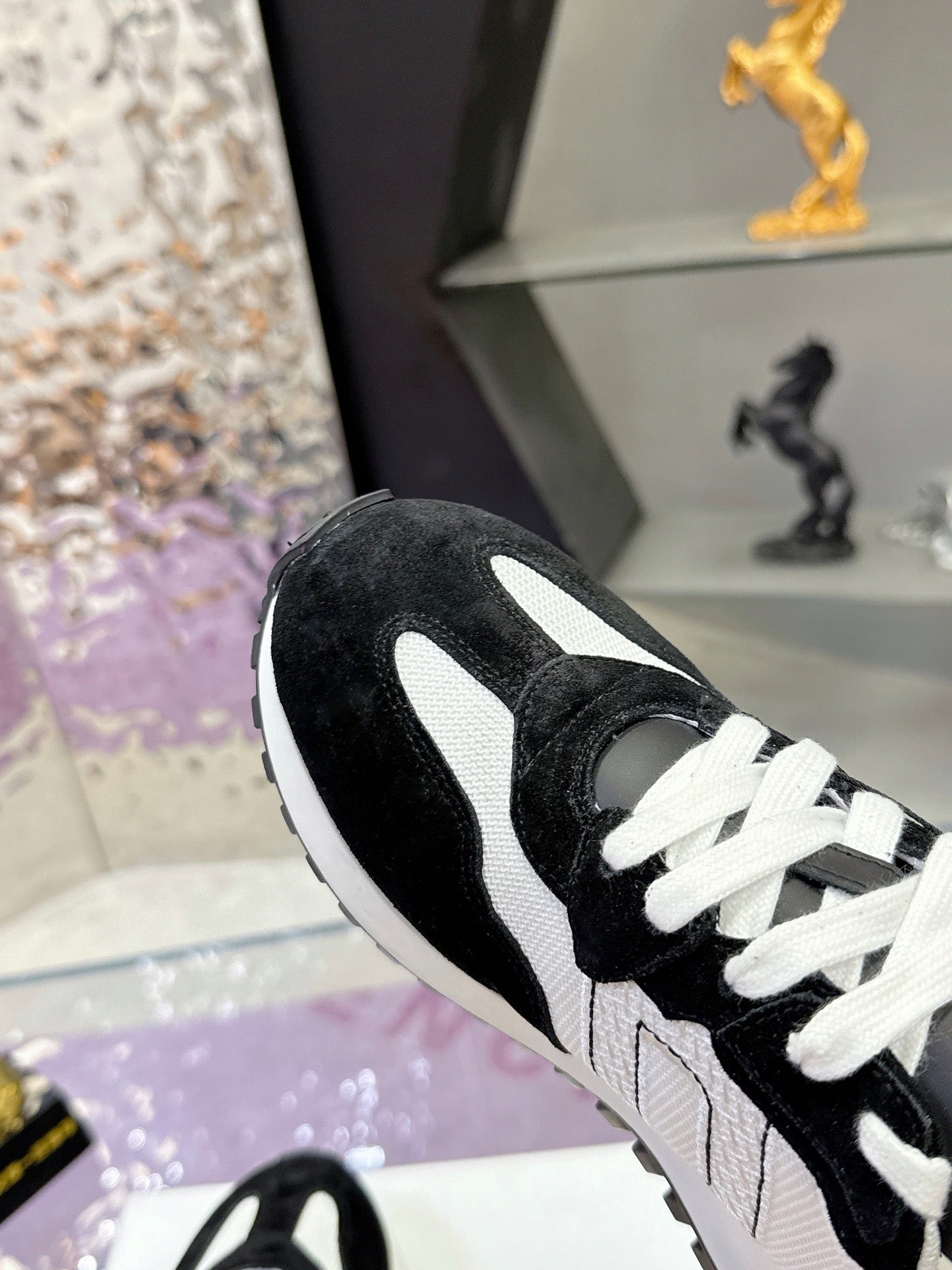 CD C'est Dior Sneaker  Black White Mesh Suede Calfskin 546579