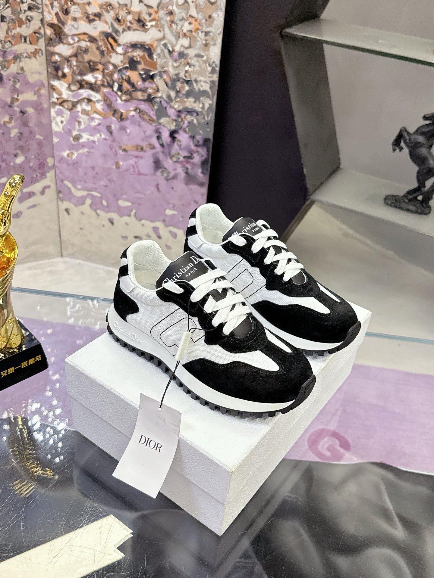 CD C'est Dior Sneaker  Black White Mesh Suede Calfskin 546579