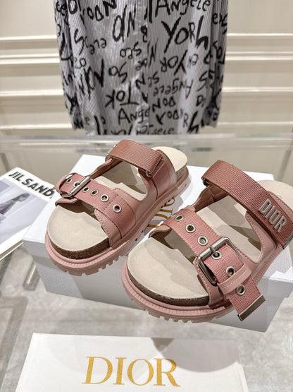 CD 26s Double-Strap Slide Sandals Pink Calfskin 919014