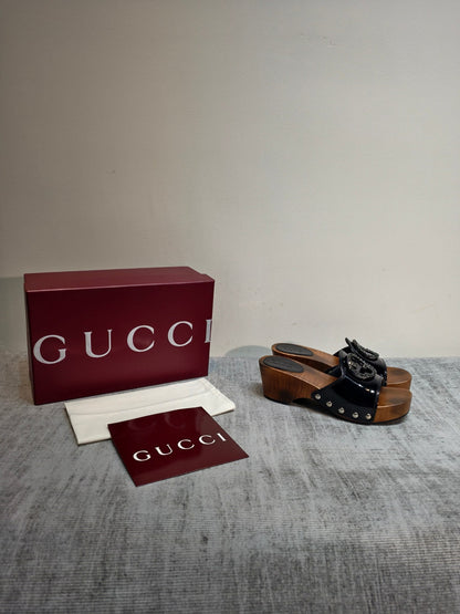 GG Clog Black Patent Leather 864267