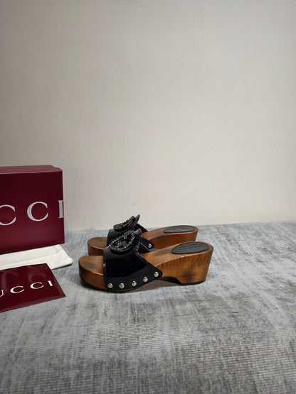 GG Clog Black Patent Leather 864267
