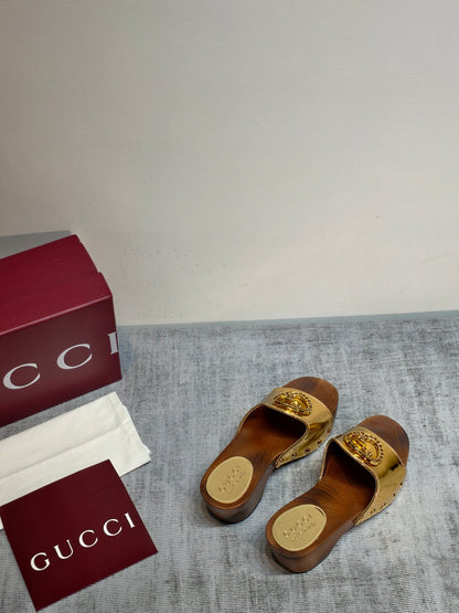 GG Clog Gold Leather 864268