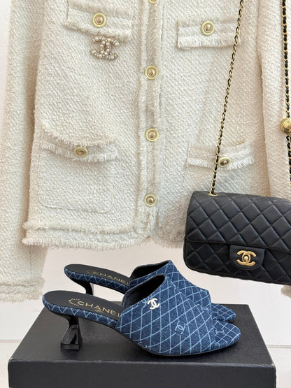 CC 26 Sandal Blue Denim Fabric Sheepskin 609964
