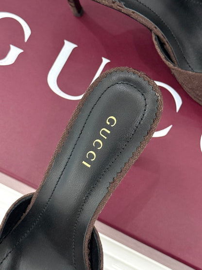 GG 26s Sorbetto Slide Sandal 12cm Coffee Canvas 991740