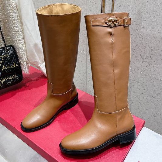 Valentino 2025 Garavani VLogo Boot Brown Calfskin 554161
