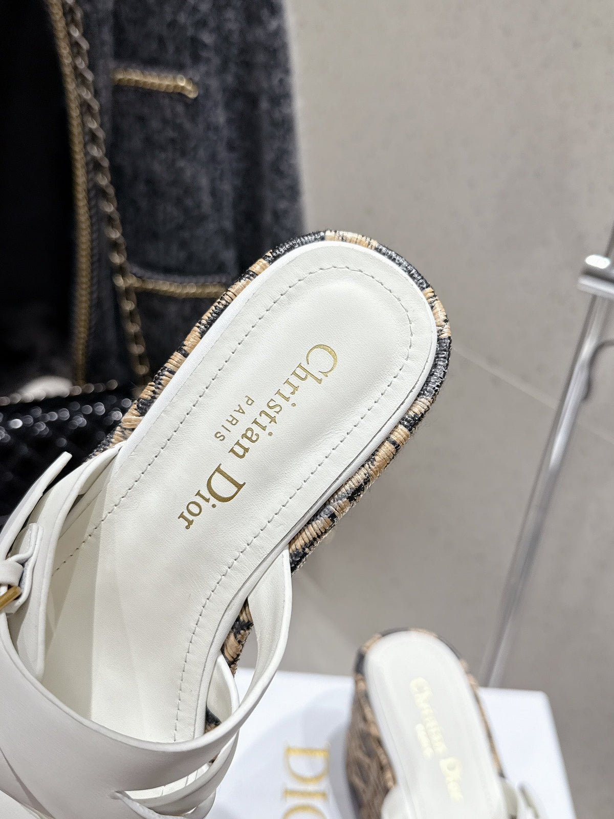 CD 26s Platform Sandal 65 White Black Beige Monogram Leather 636350