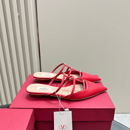 Valentino Rockstud Wispy Cherry Red Calfskin Mule 20mm