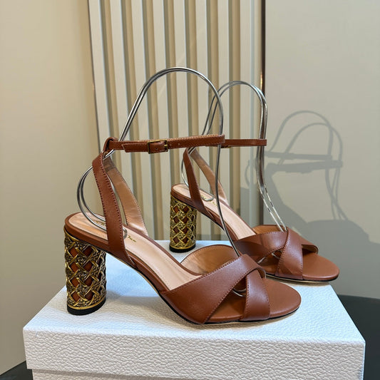 CD Icon Heeled Sandal 95mm Brown Calfskin
