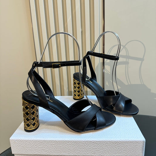 CD Icon Heeled Sandal 95mm Black Calfskin