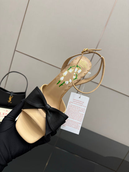 VT Bowow Sandal 95mm Black Beige Leather