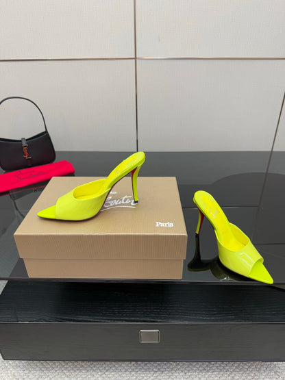 CL 26SS High Heel Sandals 100 Neon Yellow Patent Leather 532170