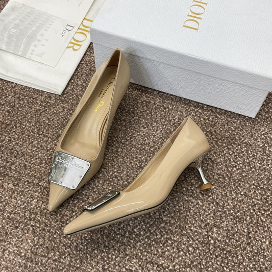 CD Pumps 65mm Glossy Beige Cowhide