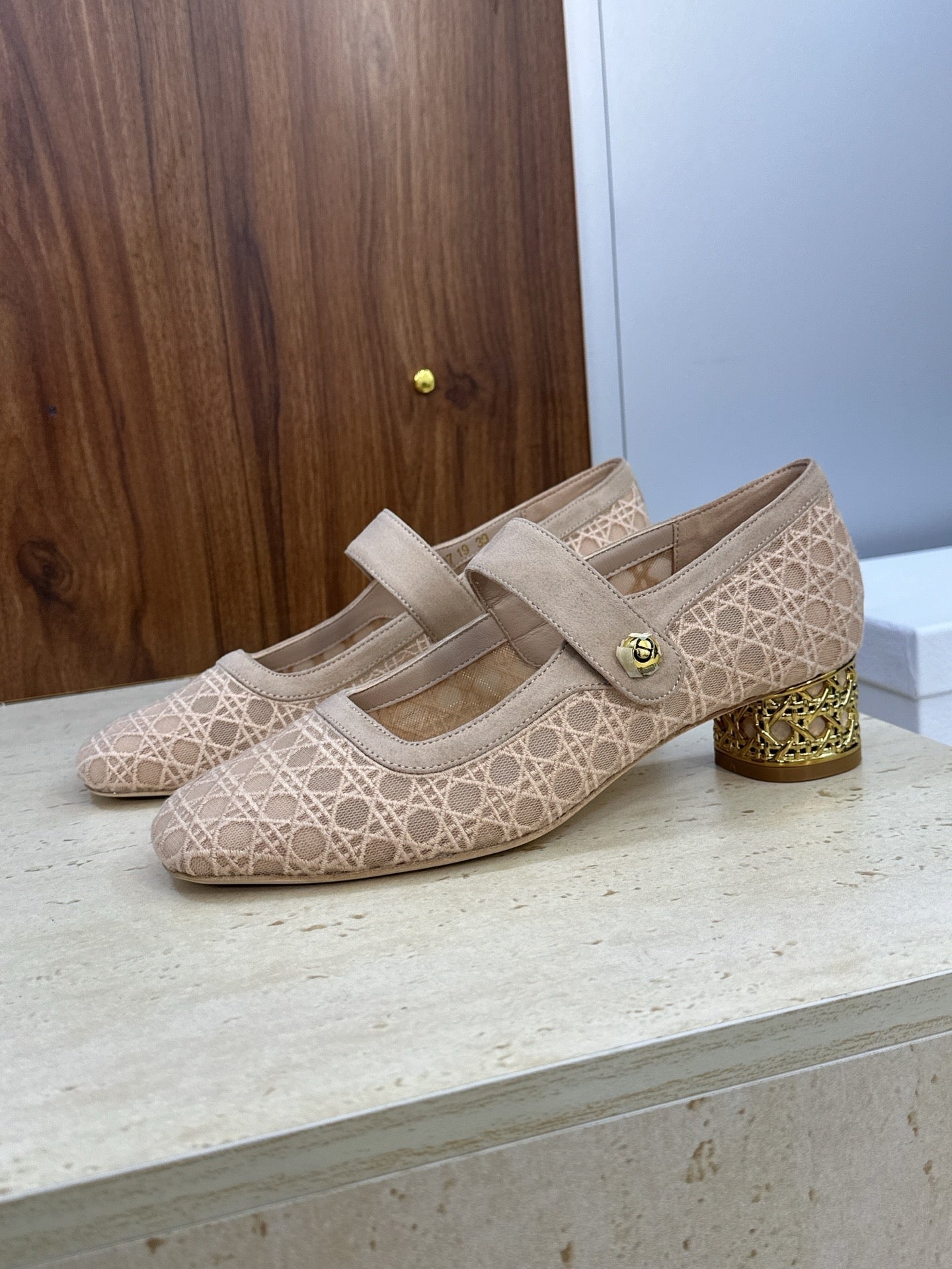 CD 26 Lolita High Heels 40 Beige Mesh Gold 633050