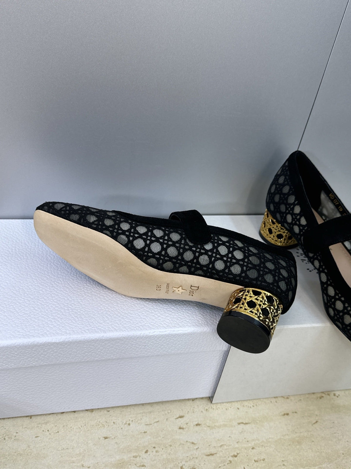 CD 26 Lolita High Heels 40 Black Mesh Gold 633052