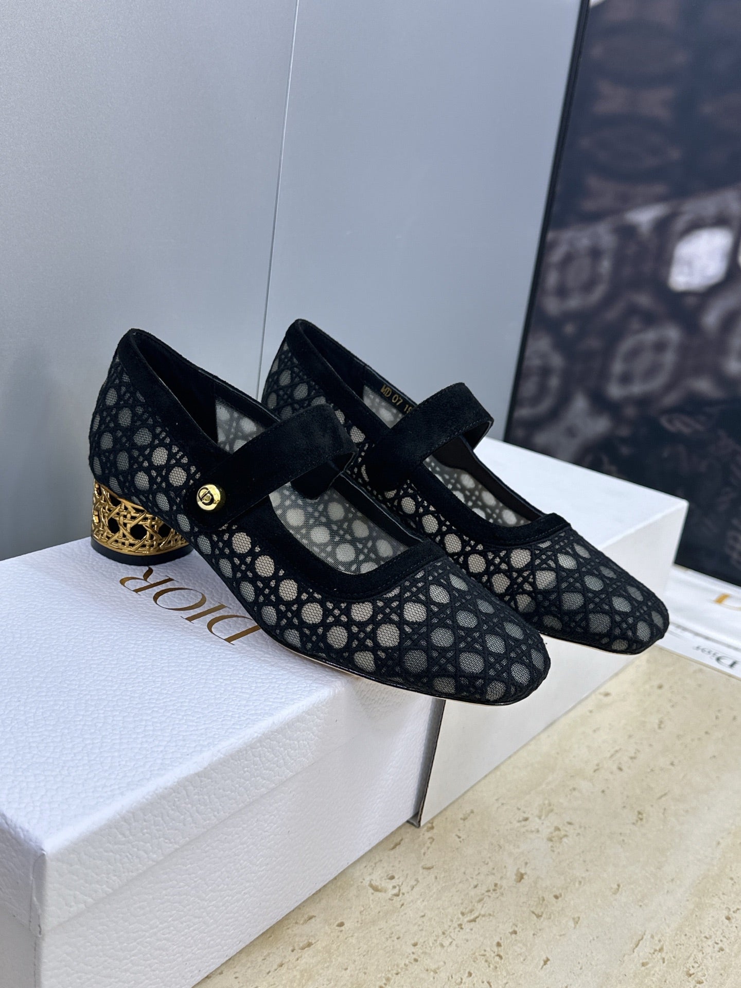 CD 26 Lolita High Heels 40 Black Mesh Gold 633052