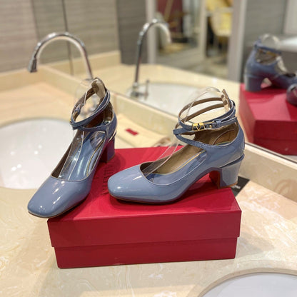 VT 26s VLogo Block Heels Light Blue Patent Leather 985373