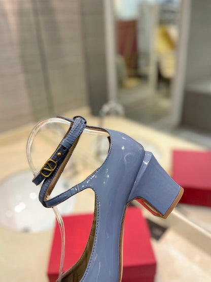 VT 26s VLogo Block Heels Light Blue Patent Leather 985373