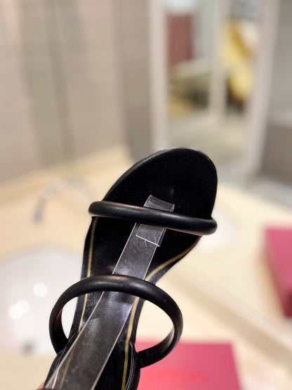 VT 26s Atelier Rose Sandals Black White Leather 985378