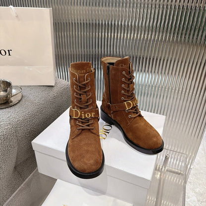 CD 26s Lace-Up Knee- Ankle Boots Brown Suede 924102
