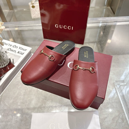 GG 26s Mule With Horsebit Burgundy Sheepskin 664794