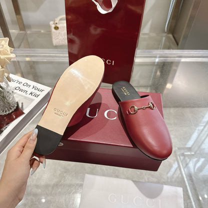 GG 26s Mule With Horsebit Burgundy Sheepskin 664794
