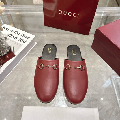 GG 26s Mule With Horsebit Burgundy Sheepskin 664794