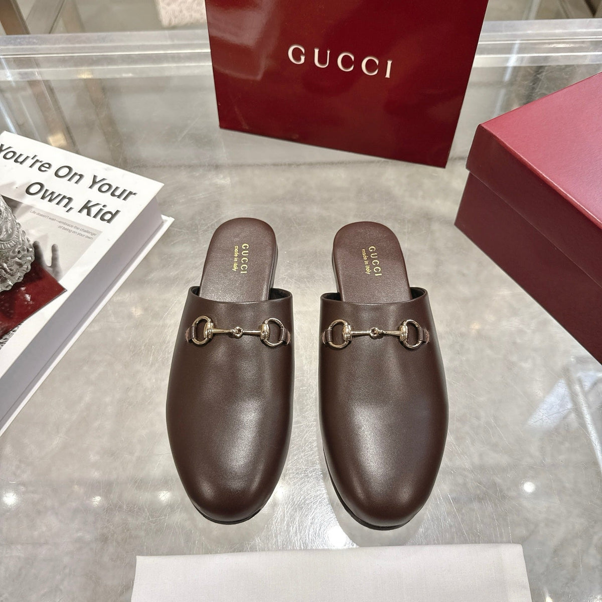 GG 26s Mule With Horsebit Chocolate Sheepskin 664795