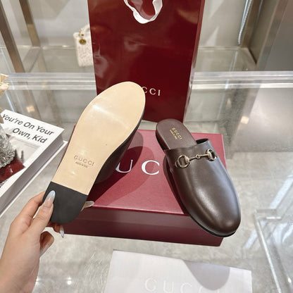 GG 26s Mule With Horsebit Chocolate Sheepskin 664795