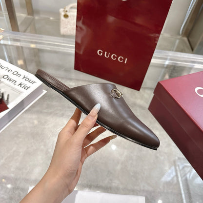 GG 26s Mule With Horsebit Chocolate Sheepskin 664795