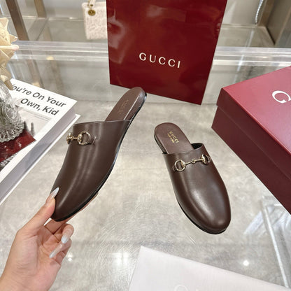GG 26s Mule With Horsebit Chocolate Sheepskin 664795