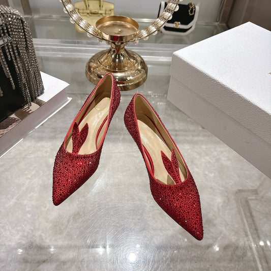 CD 26 Pump 35mm Red Full Diamond Sheepskin 592200