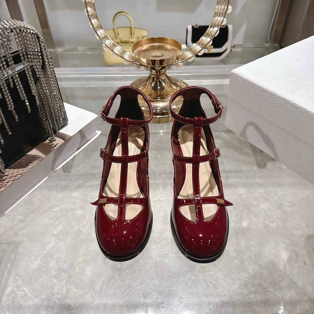CD 26 Heel Mary Jane 40 Dark Red Patent Leather 592223