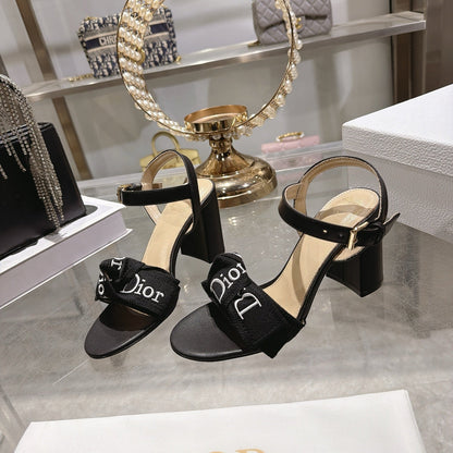 CD J'Adior Sandals Black Canvas Leather 901710