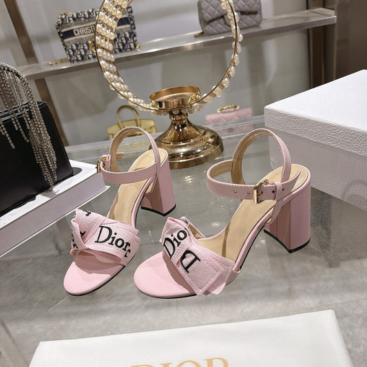 CD J'Adior Sandals Light Pink Canvas Leather 901711
