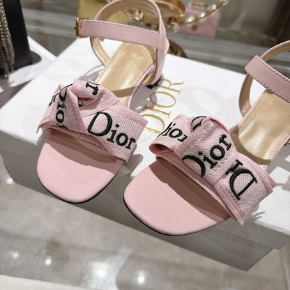 CD J'Adior Sandals Light Pink Canvas Leather 901715