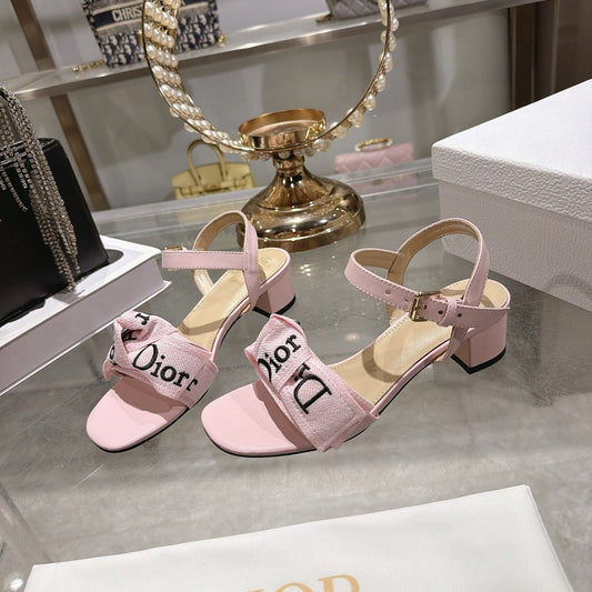 CD J'Adior Sandals Light Pink Canvas Leather 901715