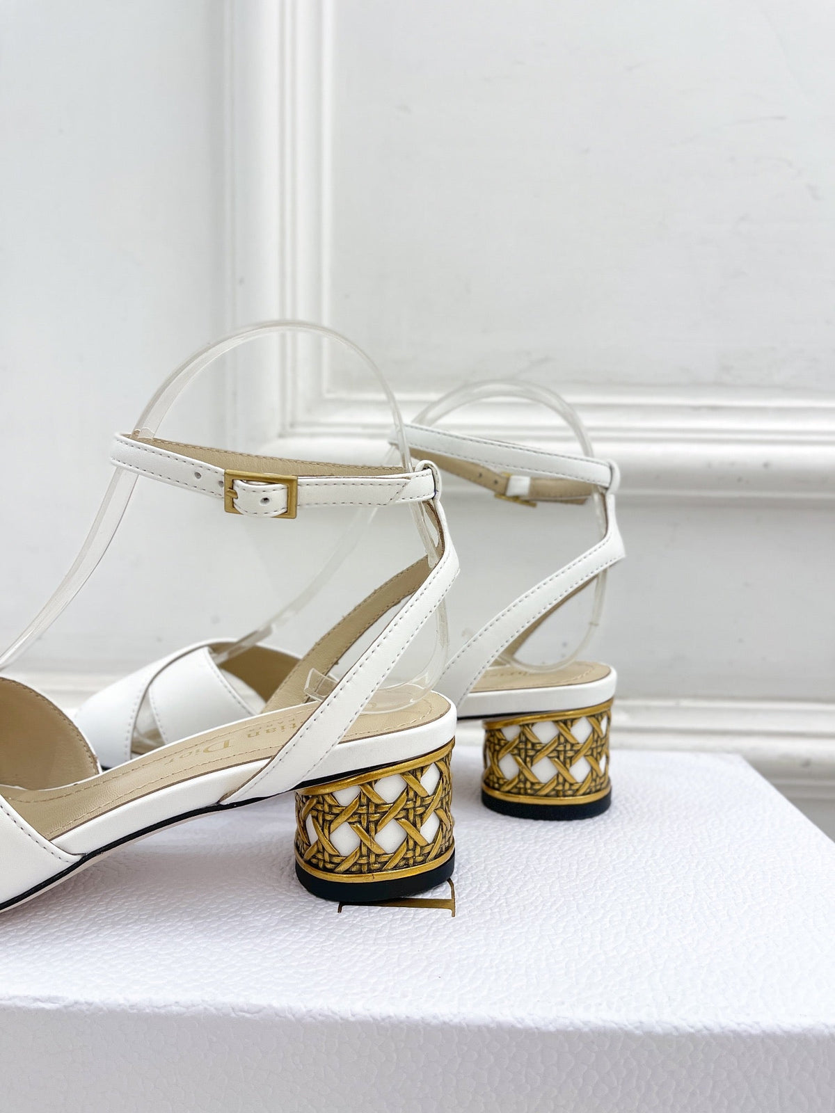 CD Icon Heeled Sandal 40mm White Calfskin