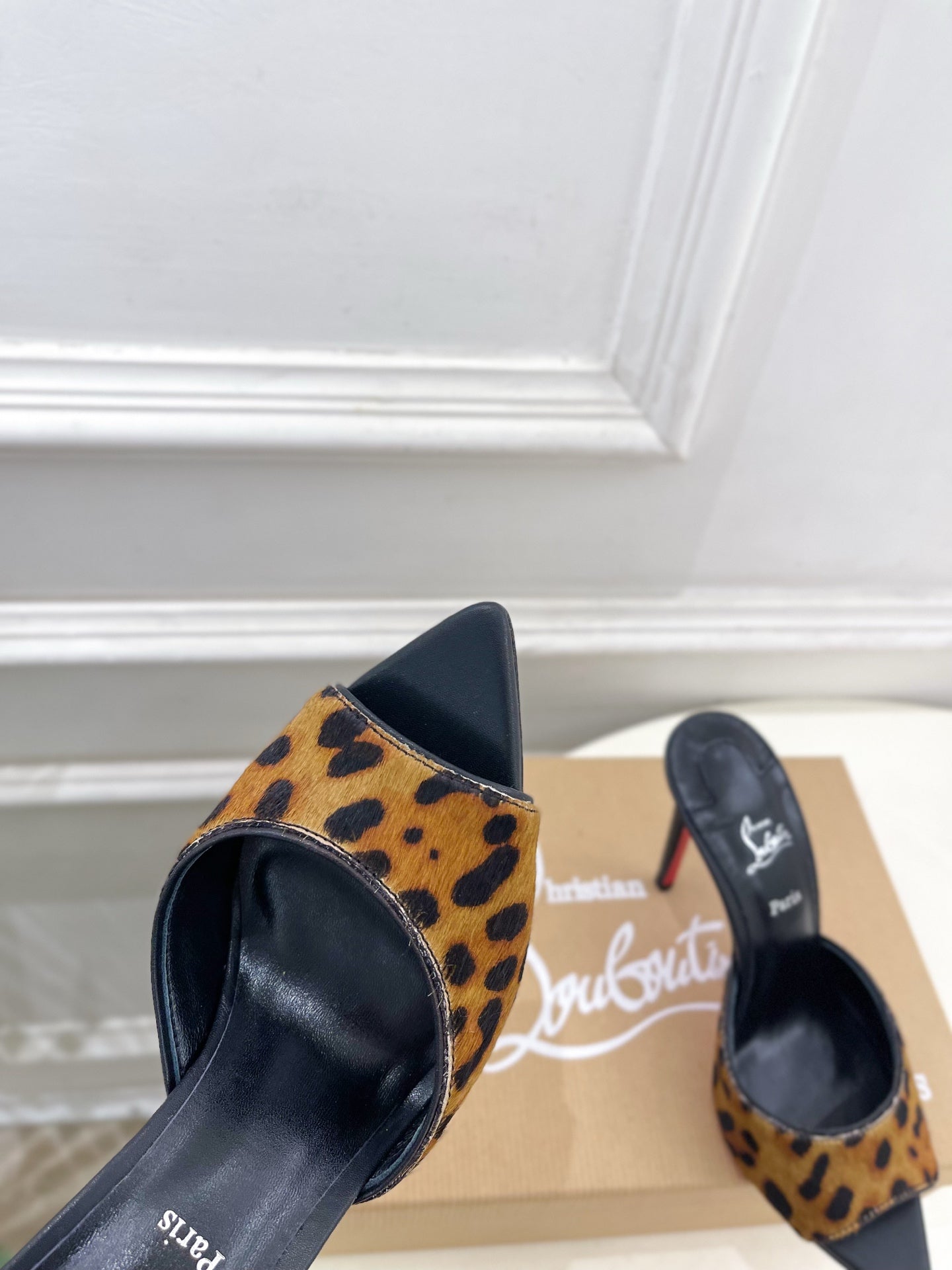 CL 26SS Slingback 100 Brown Black Leopard Leather 586571
